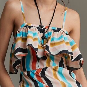 Farm Rio Sleeveless Ruffe Maxi Dress